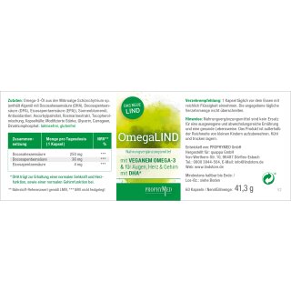 OmegaLIND 60 Stück - Veganes Omega-3 für Augen & Herz
